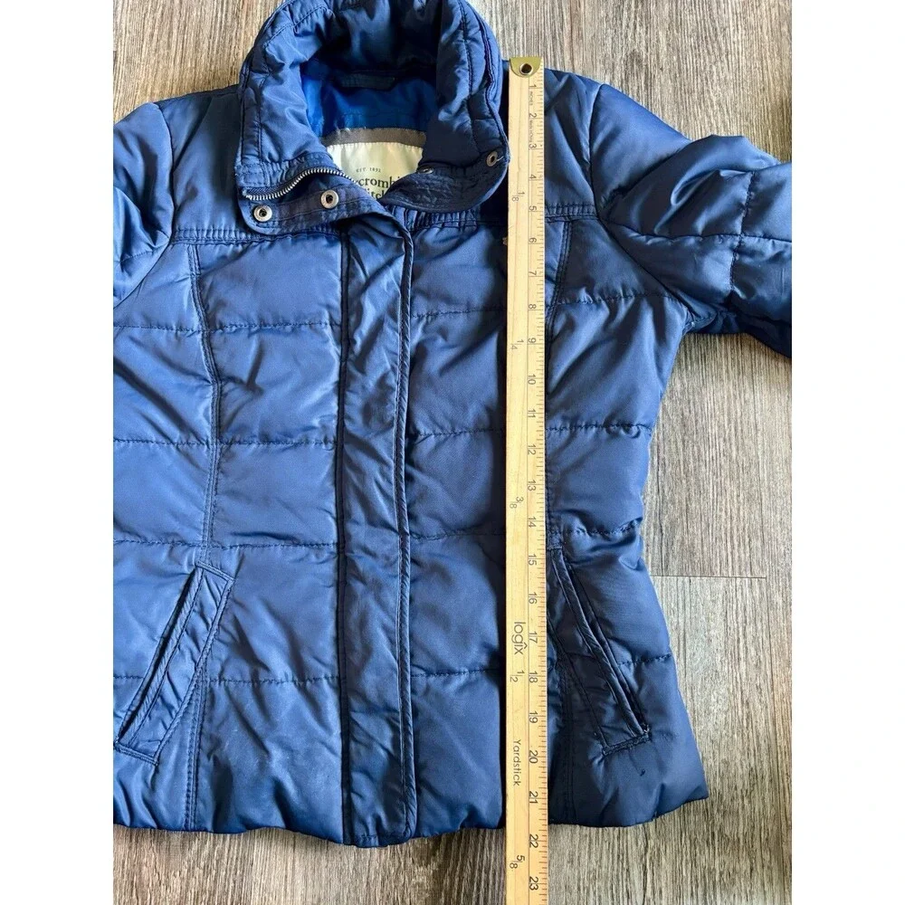Abercrombie & Fitch Y2K Navy Blue Quilted Full Zip Moose Puffer Jacket Medium